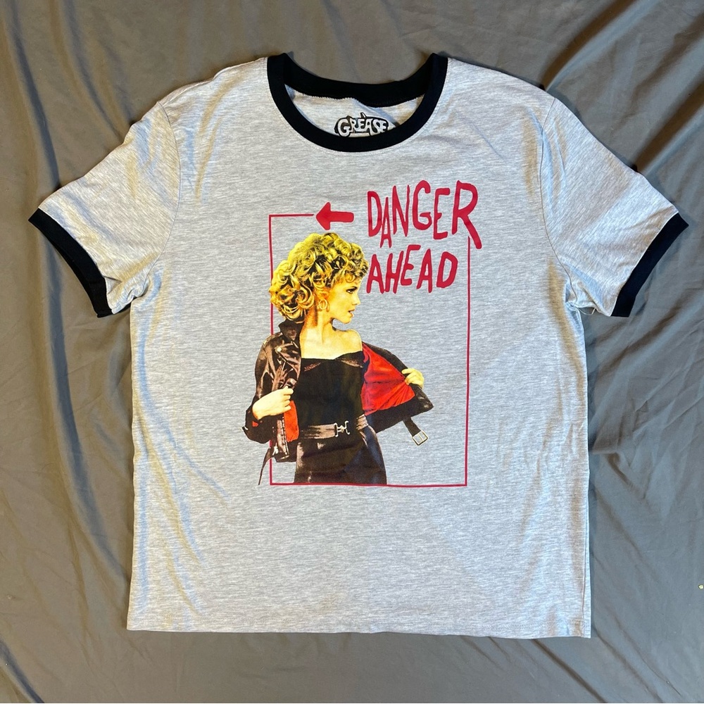 Olivia Newton John Grease Movie Sandy Funhouse Retro Graphic Ringer Tee Large
